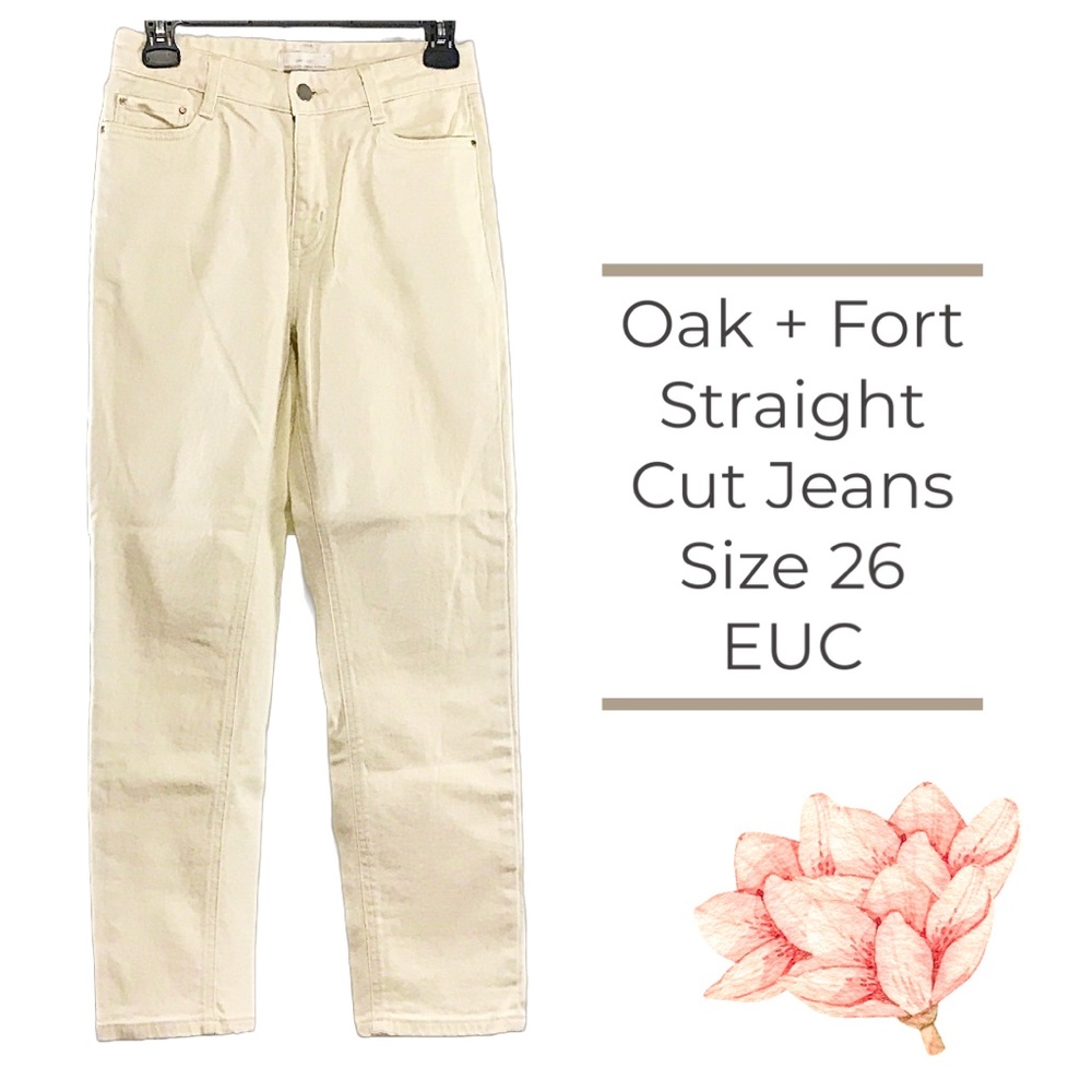 Oak + Fort Straight Cut Jeans Creamy White Size 26 EUC Women's Teen's